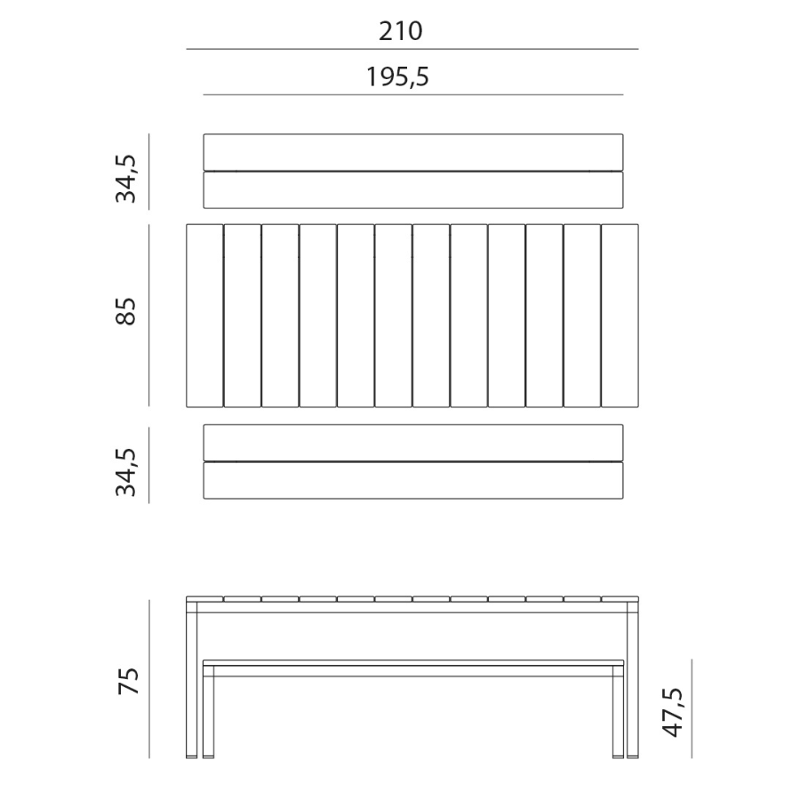 NARDI SET RIO BENCH ALU Fehér modern Kültéri szett
